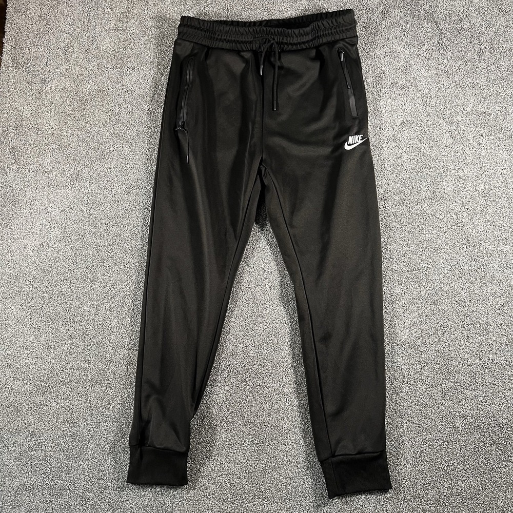 Nike Mens Medium Black Track Jogger Pants Zip Pockets Sportswear Athletic